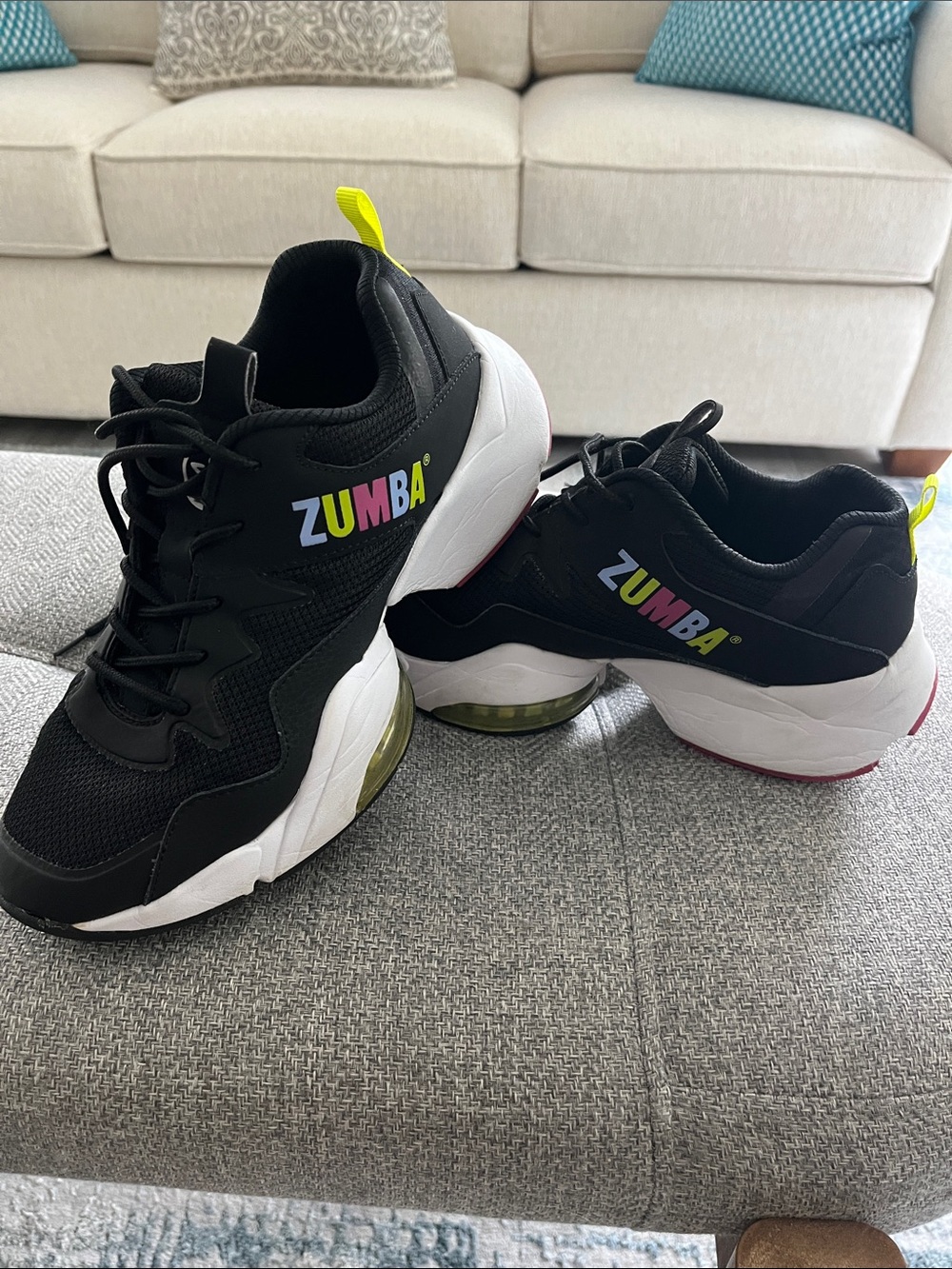 Zumba Fitness Black Athletic Sneakers with Neon Accent